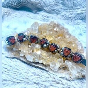 Vintage, Rare Taxco Silver Carved Mayan/Aztec Warrior Face Bracelet